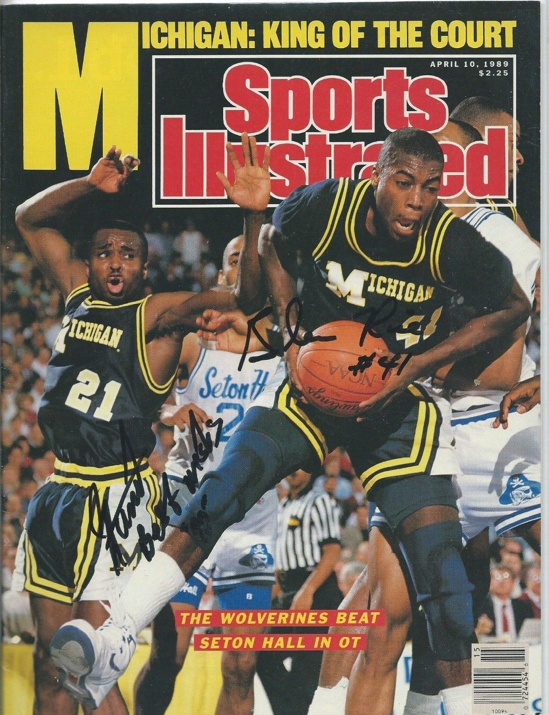Glen Rice Rumeal Robinson Autographed Sports Illustrated Magazine 4/10/89