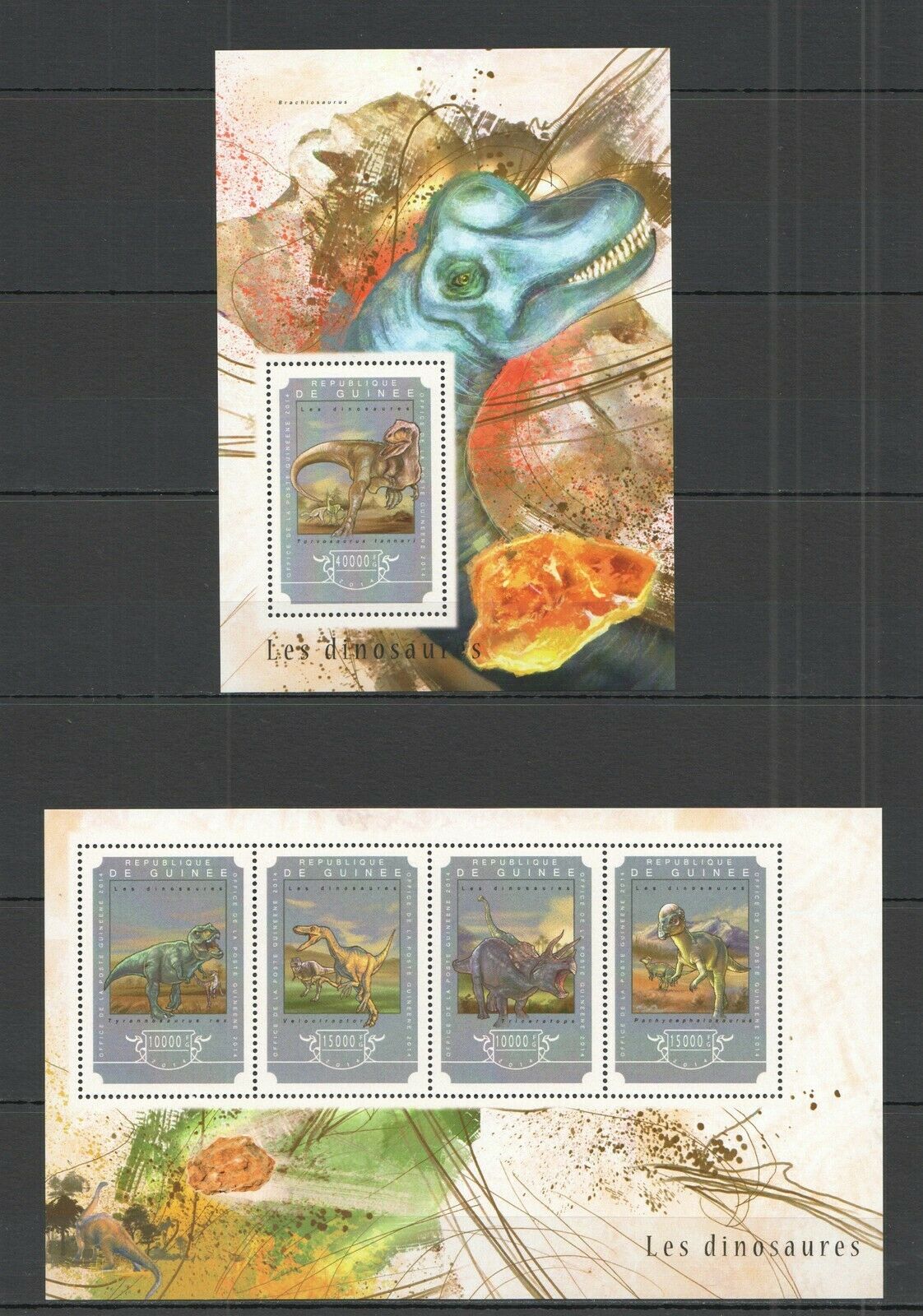 St655 2014 Guinea Dinosaurs Fauna Prehistoric Animals 1kb+1bl Mnh Stamps