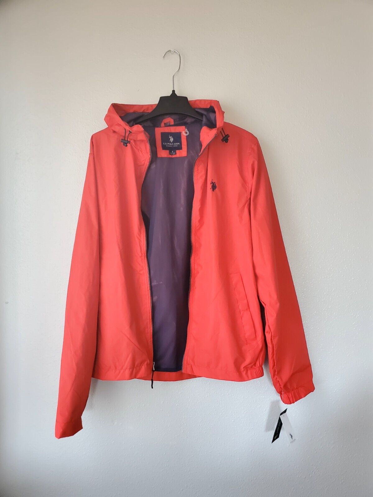 Uspa Men's Red Wind Resistant Rain Jacket Size Large New 109626p2