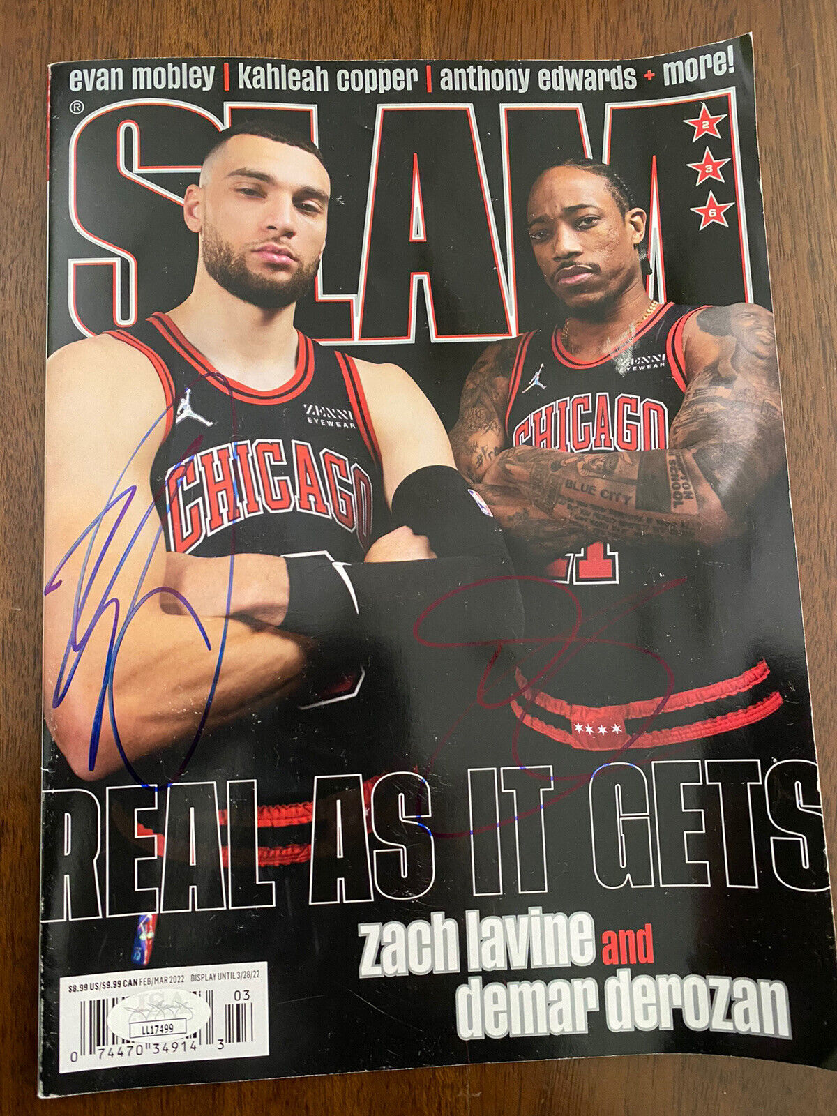 Slam Magazine - Feb / Mar 2022 - Zach Lavine Demar Derozan Chicago Bulls Jsa Coa