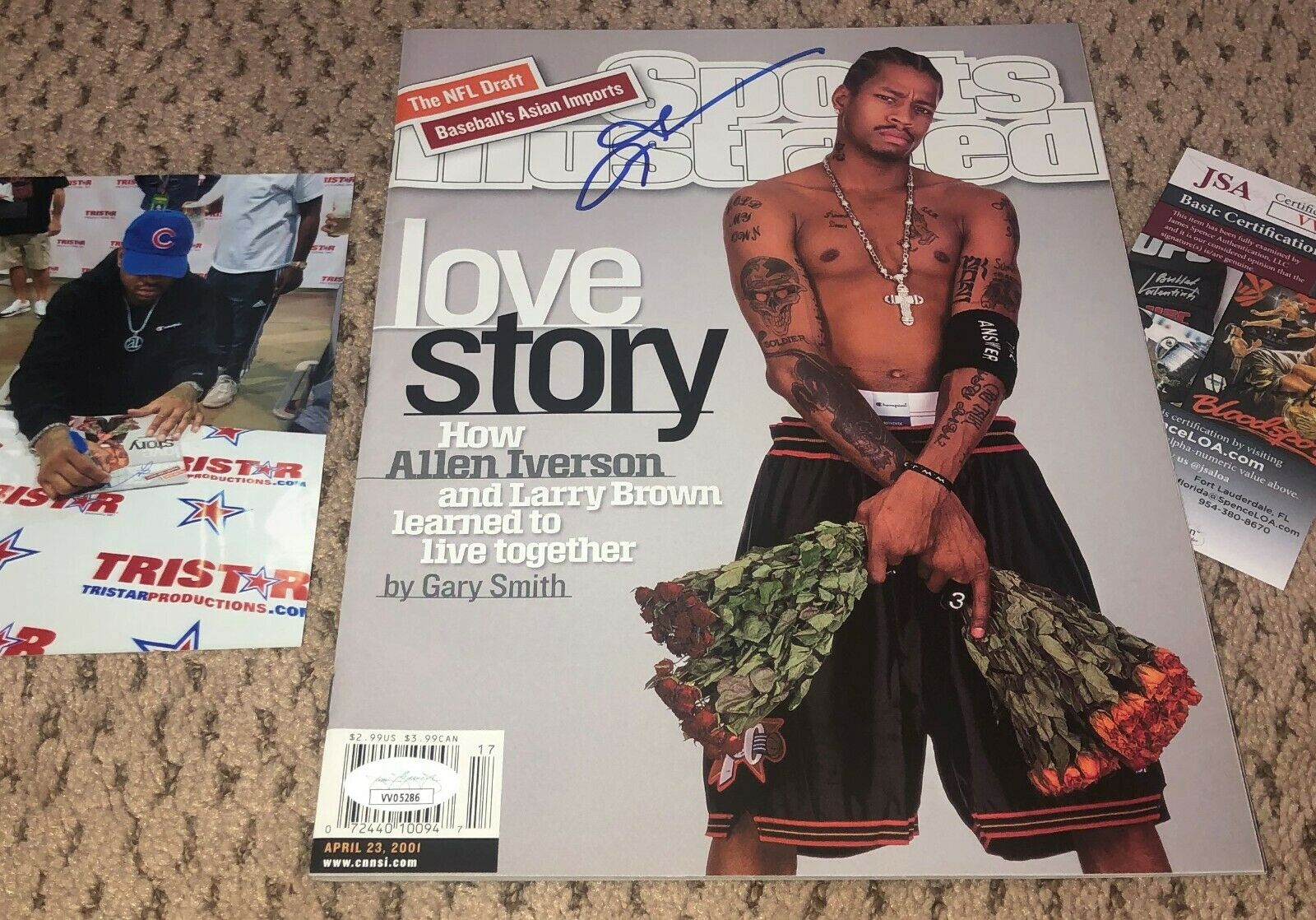 Allen Iverson Signed Sports Illustrated Sixer 76ers Jsa Autograph Exact Proof