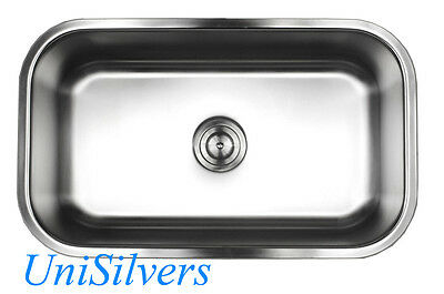30" X 18" X 10" Deep Stainless Steel 18g Undermount Single Bowl Kitchen Sink