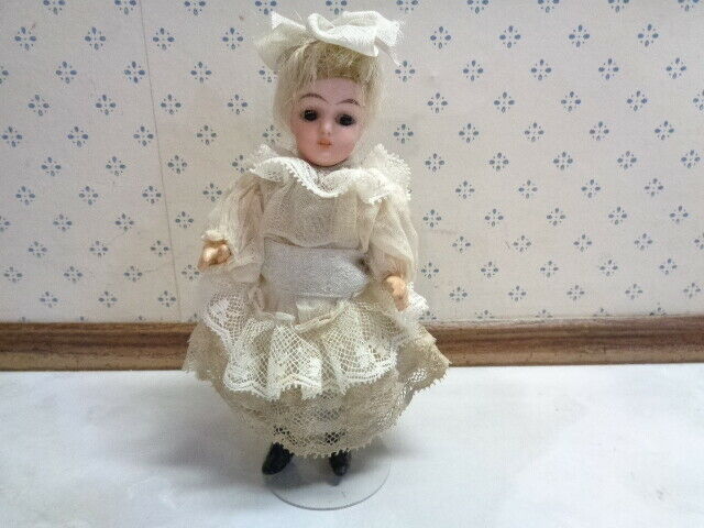 Cute Vintage 5 1/2" Bisque Doll Needs Some Tlc
