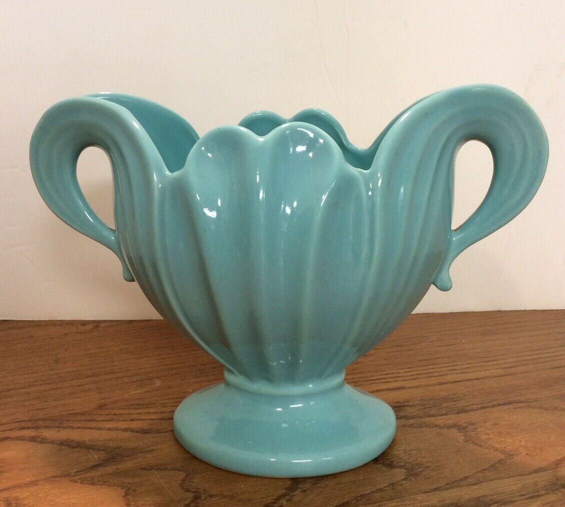 Camark Vase Aqua Blue Double Handle Usa 810