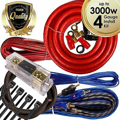 Complete 3000w 4 Gauge Car Amplifier Installation Wiring Kit Amp Pk1 4 Ga Red