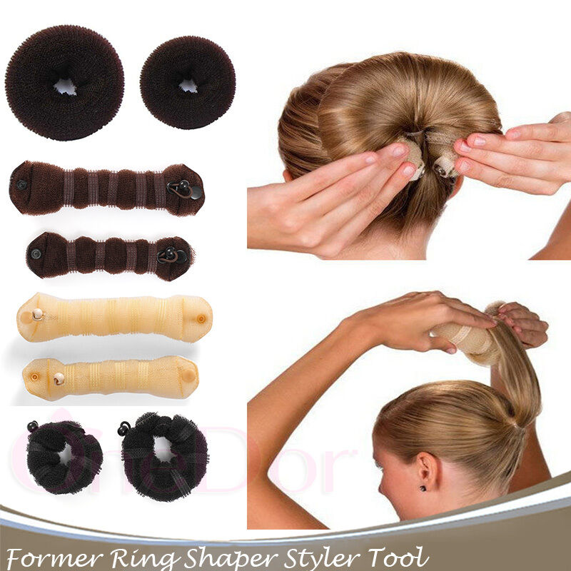 2 Pcs Sponge Hair Styling  Tool & Accesoriess Donut Bun Maker Magic Former Ring