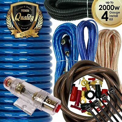 Audiotek 4 Gauge Amp Kit Amplifier Install Wiring Complete 4 Ga Wire 2000w Blue
