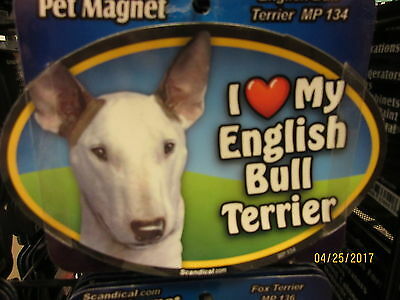 I Love My English Bull Terrier 6 Inch Oval Magnet For Car Or Anything Metal  New