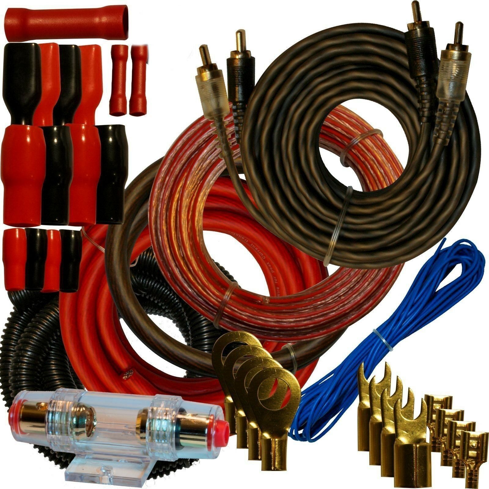 4 Gauge Amplfier Power Kit For Amp Install Wiring Complete Rca Cable Red 2800w